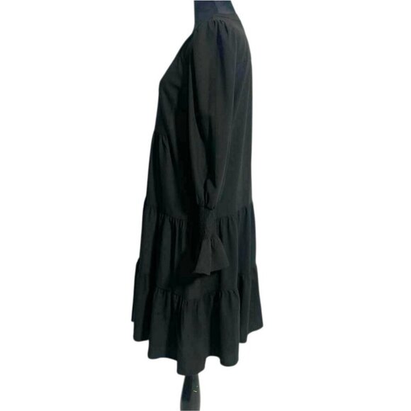 Tuckernuck Pomander Place Size Medium Black Dress Long Sleeve Crepe Kenzo - Picture 5 of 9